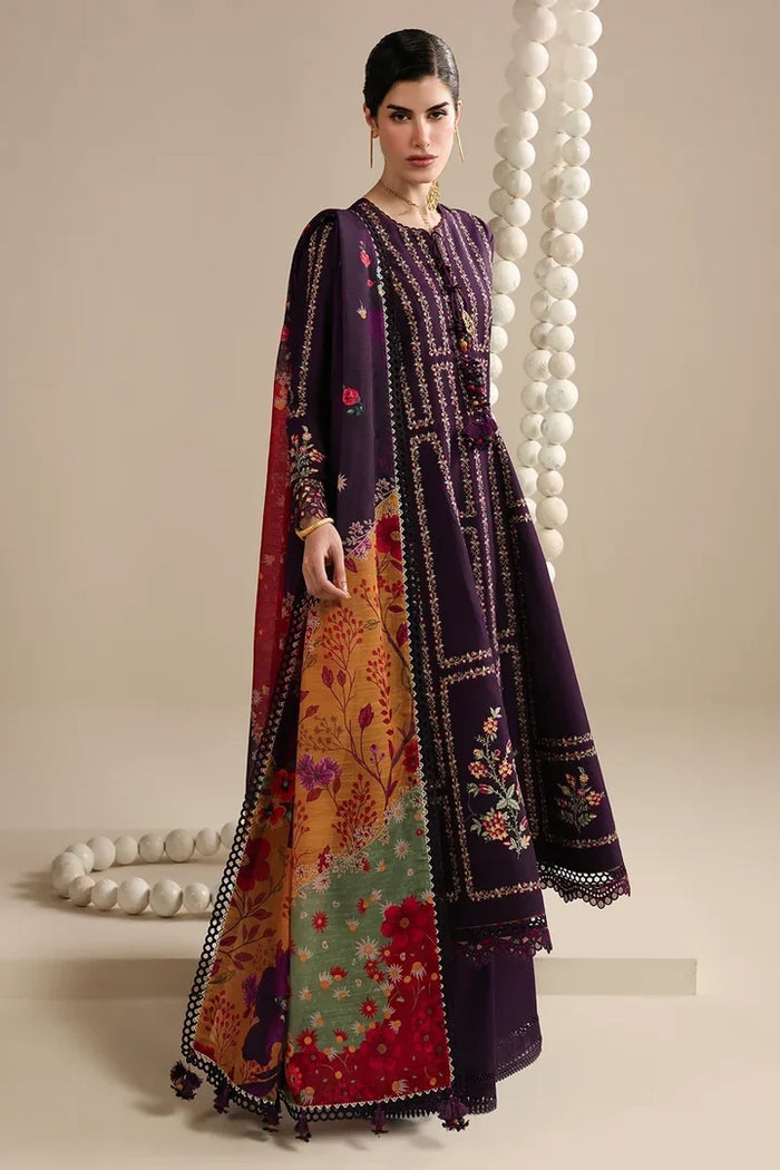 ZH 3065 Unstitched Fully Embroided Dhanak Suit With Digital Printed Wool Shawl
