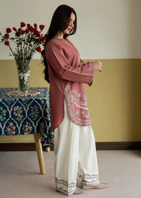 2 Piece - Unstitched Fully Embroidered Dhanak Suit With Embroidered Trouser