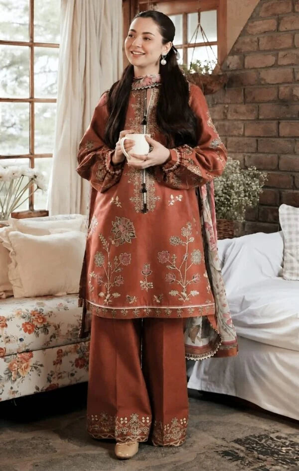 Unstitched Embroidered Lawn Suit 3pc With Digital Printed Dupatta