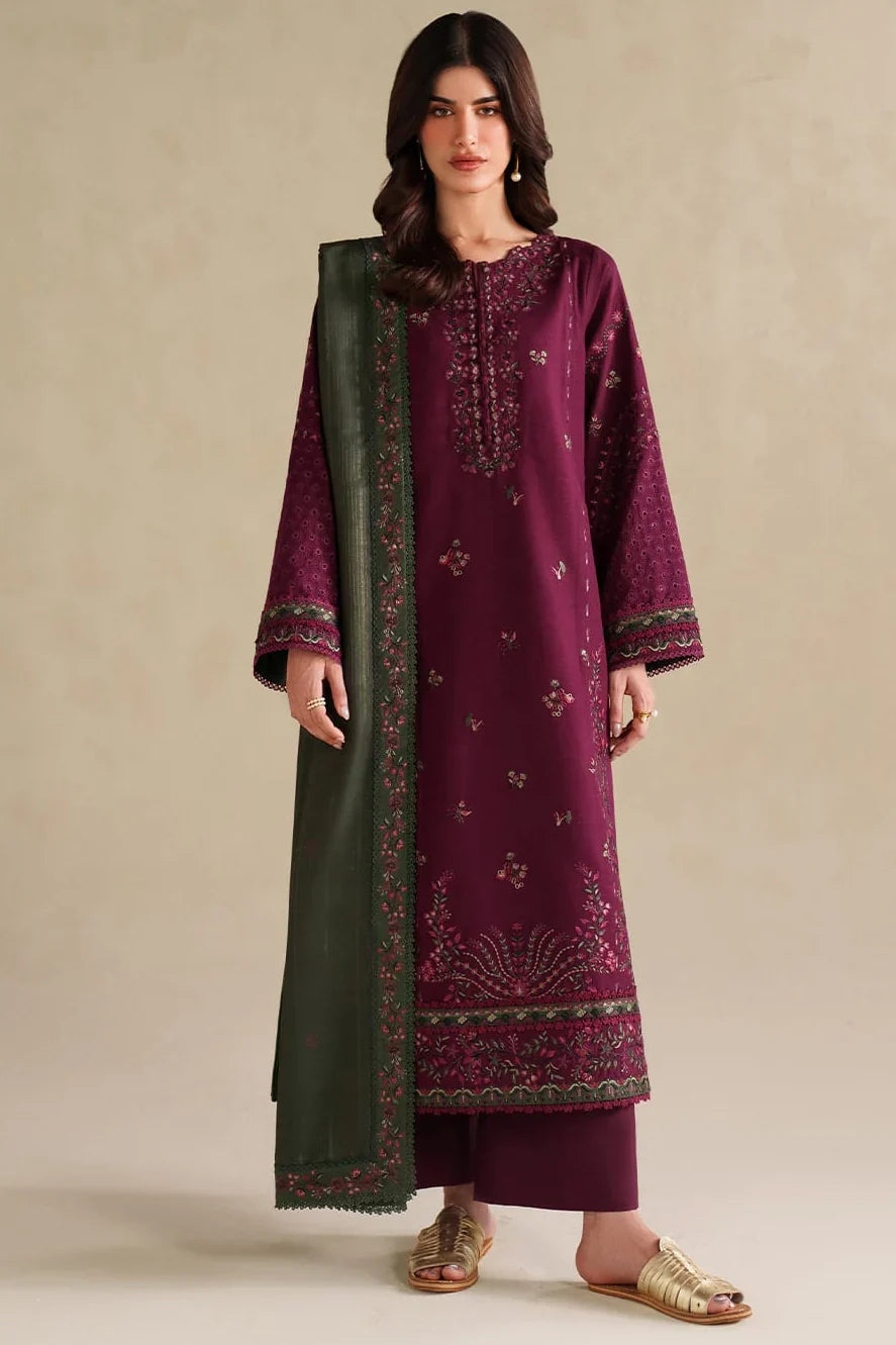 SR-IZ2705 Unstitched Fully Embroidered Lawn Suit With Embroidered Lawn Dupatta