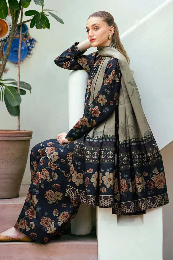 BQ-412 Digital Printed Dhanak Suit 3pc With Dhanak Digital Printed Dupatta