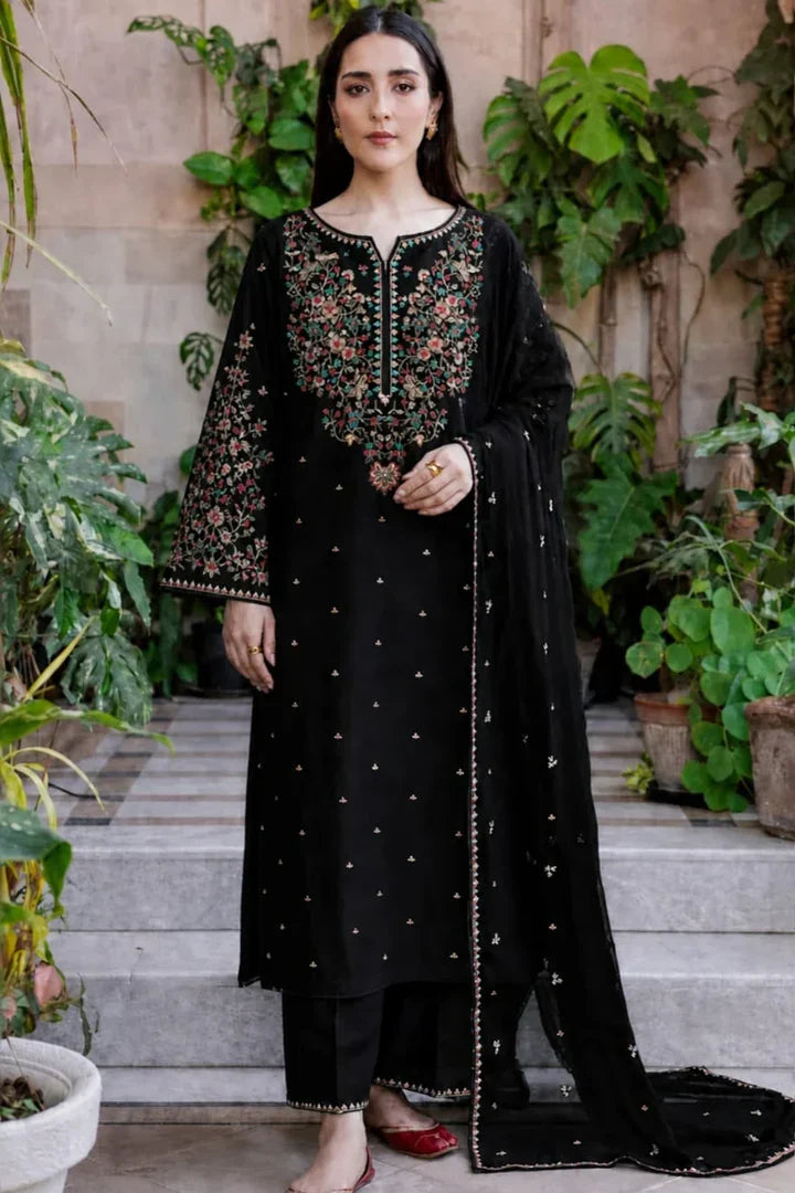 BT-2800 Unstitched Fully Embroidered Lawn Suit With Embroidered Bamber Chiffon Dupatta