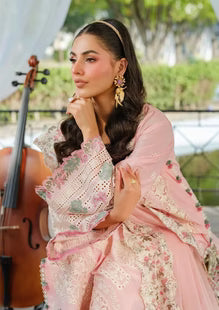 SR-EL2790 Unstitched Fully Embroided Lawn Suit With Cotton Net Embroidered Dupatta
