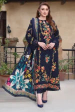 AA-18 Lawn Embroidered 3pc Suit With Cotton Lawn Digital Printed Dupatta
