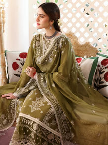 SR-MR590 Unstitched Heavy Embroidered Lawn Suit With Embroidered Bamber Chiffon Dupatta