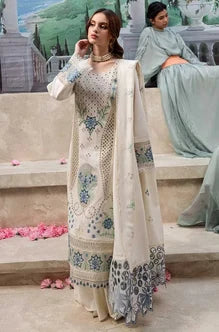 SR-MR2730 Lawn Unstitched Embroidered 3pc Suit With Lawn Embroidered Dupatta