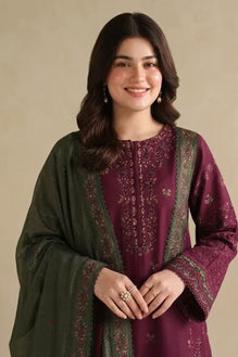 SR-IZ2705 Unstitched Fully Embroidered Lawn Suit With Embroidered Lawn Dupatta