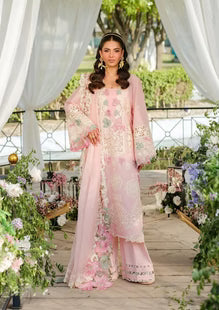 SR-EL2790 Unstitched Fully Embroided Lawn Suit With Cotton Net Embroidered Dupatta