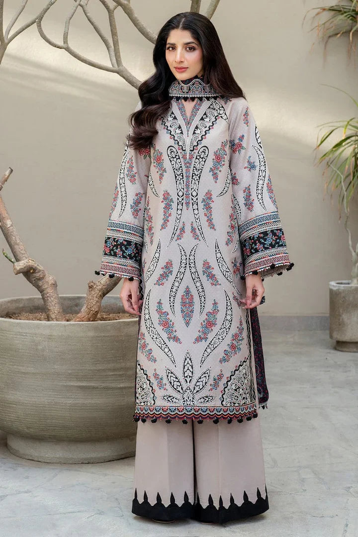 JZ2865 Lawn Unstitched Embroidered 3pc Suit With Soft Monar Digital Printed Dupatta Sale price