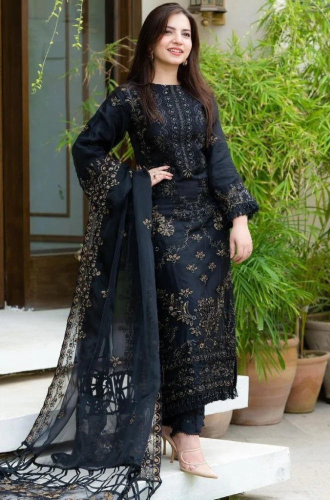 3 Piece - Unstitched Fully Embroided Dhanak Fabric NS-32