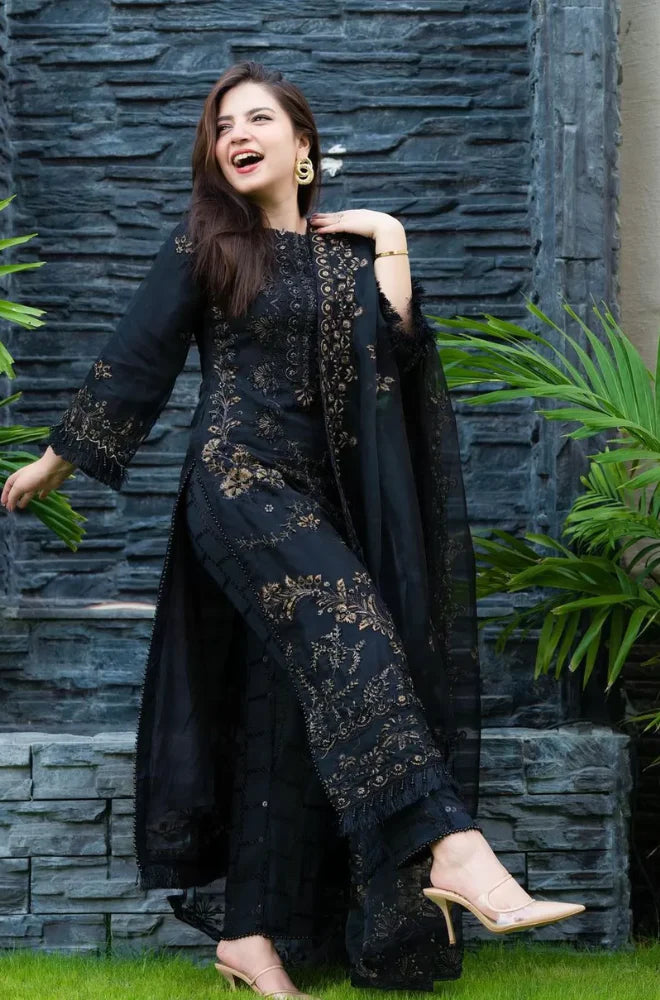 3 Piece - Unstitched Fully Embroided Dhanak Fabric NS-32