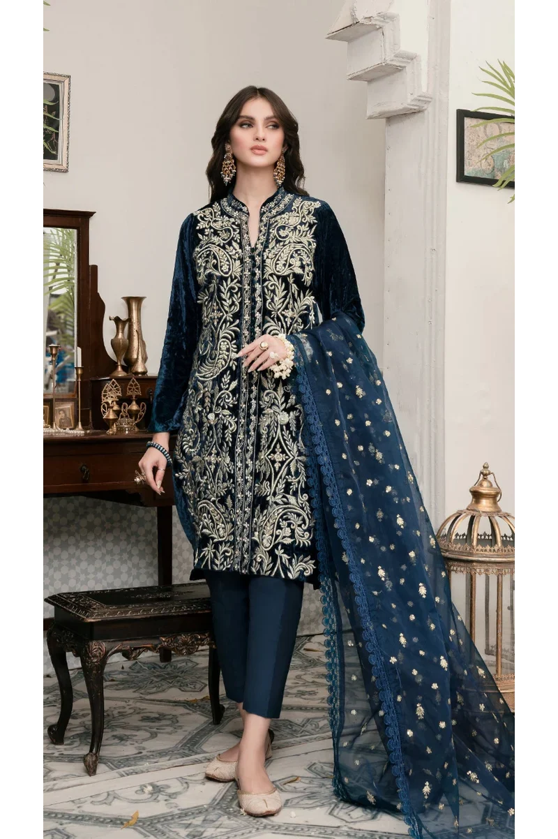 FCC ZC-905 Embroidered Velvet Three piece Winter Collection