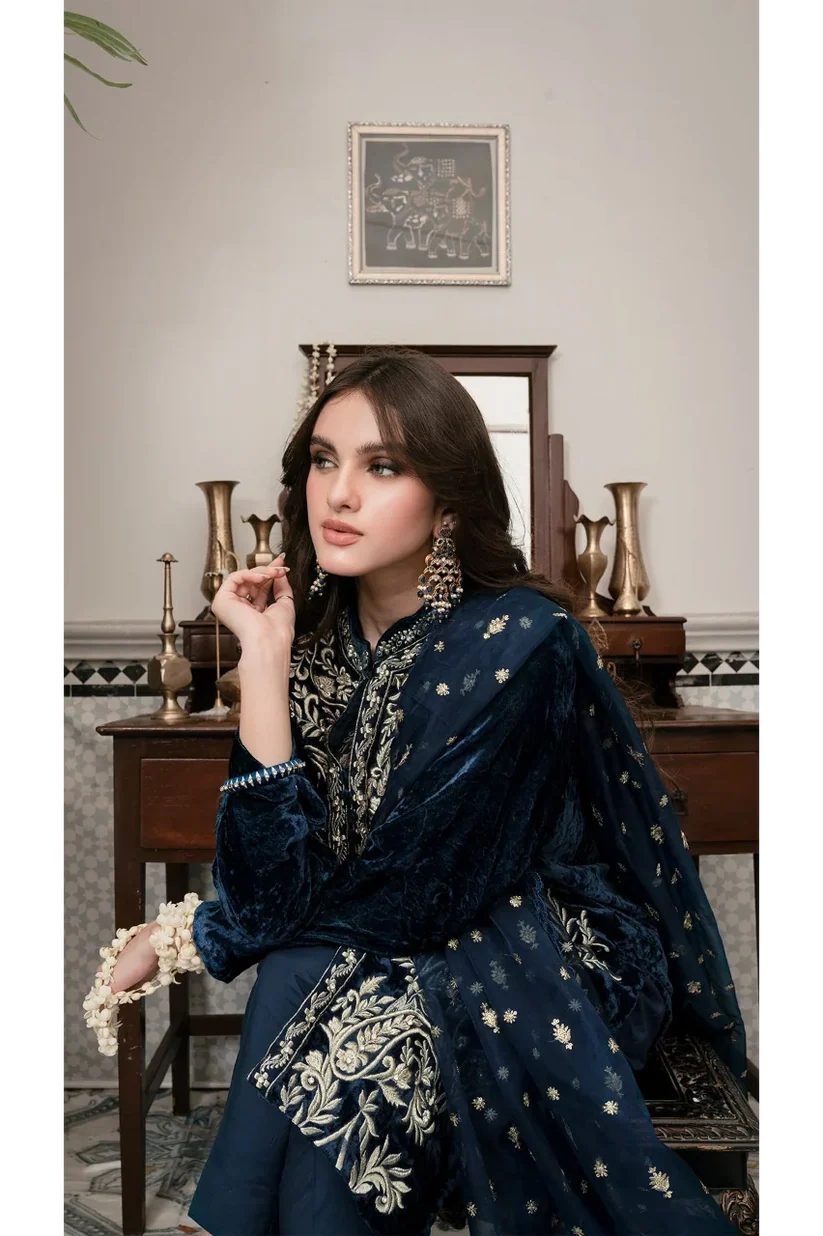 FCC ZC-905 Embroidered Velvet Three piece Winter Collection