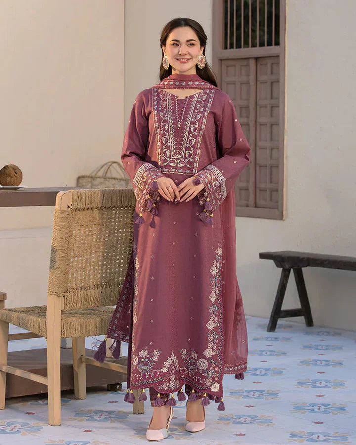 AA-25 LAWN-3PC Embroidered Shirt with Chiffon Embroidered Dupatta