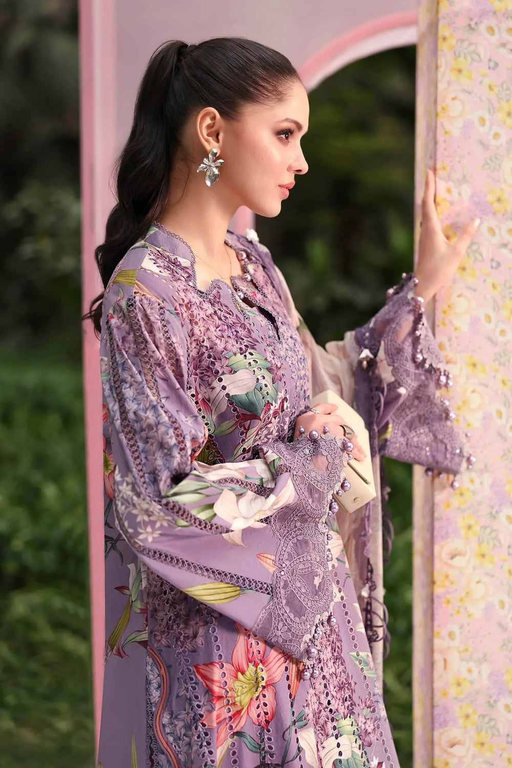 Maria B 6=B Purple Printed Lawn Summer'26 Embroidered 3Piece Unstitched