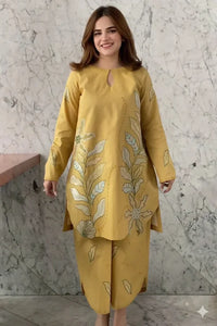MB-2840 2 Piece-Unstitched Embroidered Lawn With Lawn Embroidered Trouser