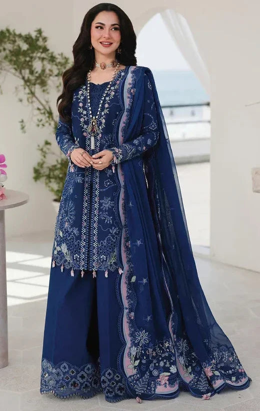 QL-2815 Lawn Unstitched Embroidered Suit With Embroidered Chiffon Dupatta