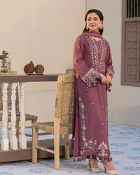 AA-25 LAWN-3PC Embroidered Shirt with Chiffon Embroidered Dupatta