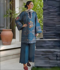 Unstitched Embroidered Lawn Suit 3pc With Digital Printed Dupatta