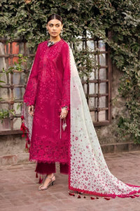 SR-JZ2760 Lawn Unstitched Embroidered 3pc Suit With Monar Digital Printed Dupatta