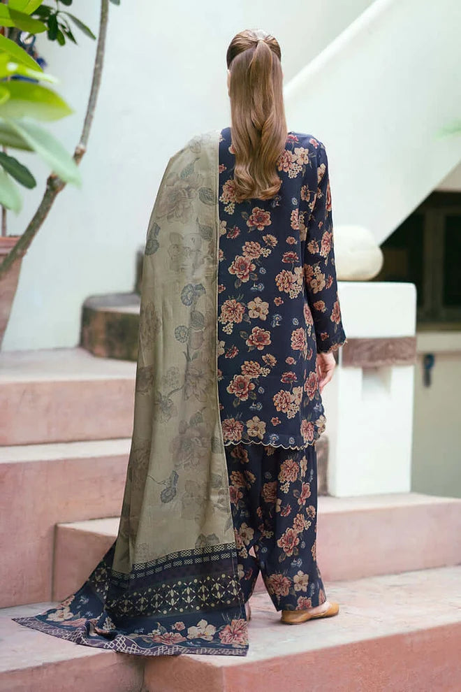 BQ-412 Digital Printed Dhanak Suit 3pc With Dhanak Digital Printed Dupatta