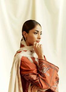 SR-ZS2555(B) Unstitched Embroidered Lawn 3pc Suit With Cotton Lawn Printed Dupatta