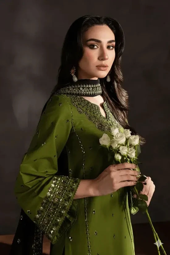 BT-3090 Unstitched Heavy Embroidered Dhanak Suit With Four-sided Embroidered Dhanak Shawl