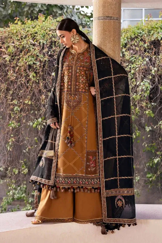 JZ-2920 Unstitched Heavy Embroidered Dhanak Suit With Four-sided Embroidered Dhanak Shawl