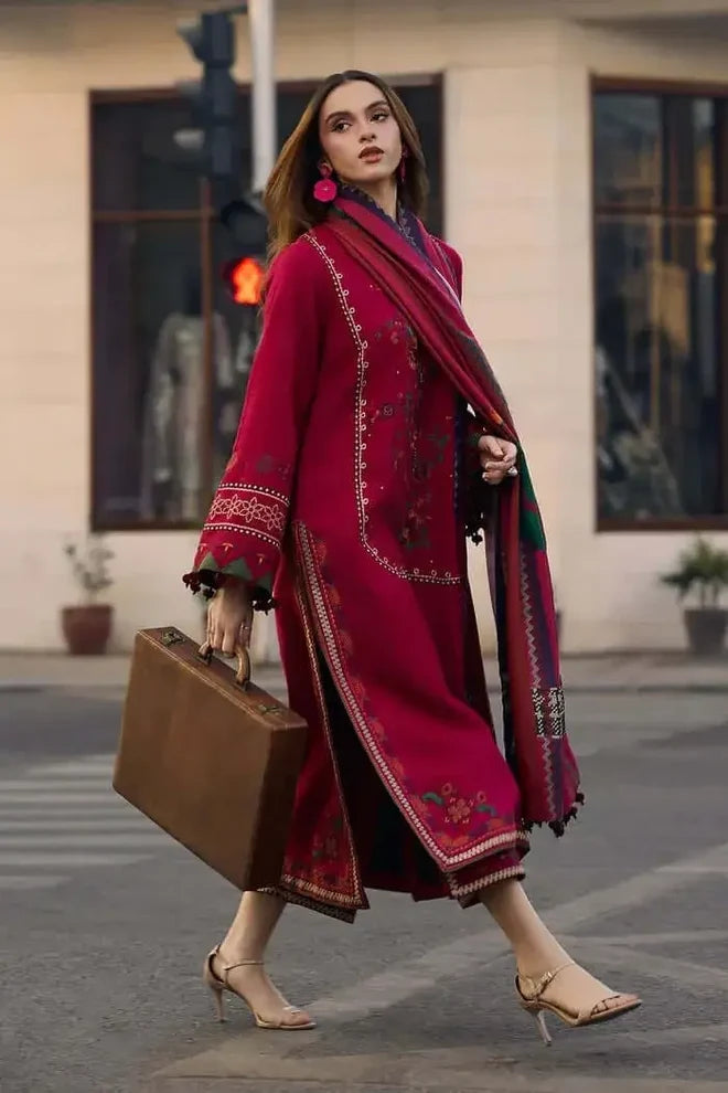 CZ-2980 Unstitched Heavy Embroidered Dhanak Suit ( Printed Woolen Shawl )