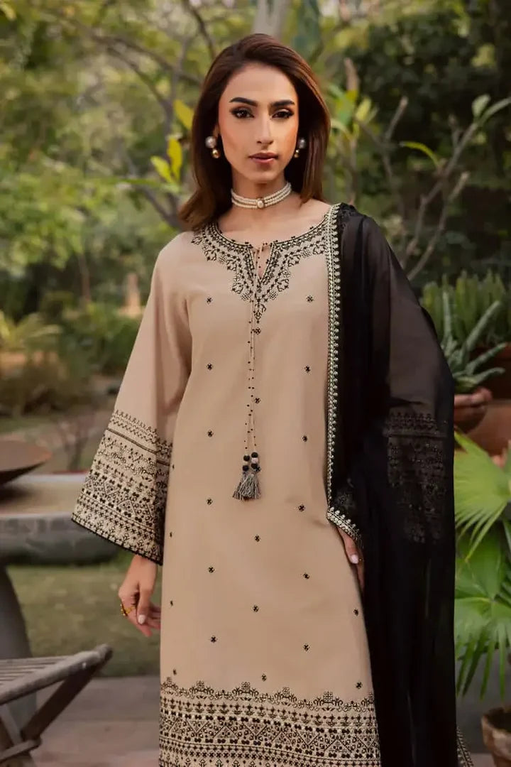 Unstitched Heavy Embroidered Dhanak Suit With Full Embroidered Dhanak Shawl