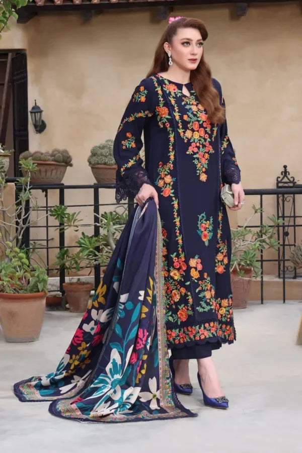 AA-18 Lawn Embroidered 3pc Suit With Cotton Lawn Digital Printed Dupatta