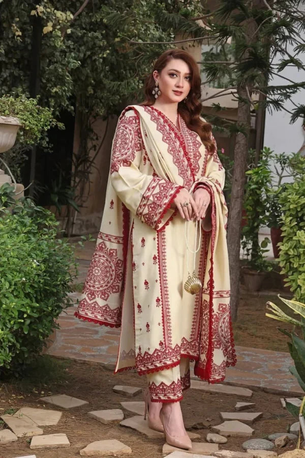 D#6 Unstitched Embroidered Lawn Suit With Chiffon Printed Dupatta