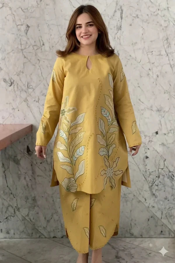 MB-2840 2 Piece-Unstitched Embroidered Lawn With Lawn Embroidered Trouser