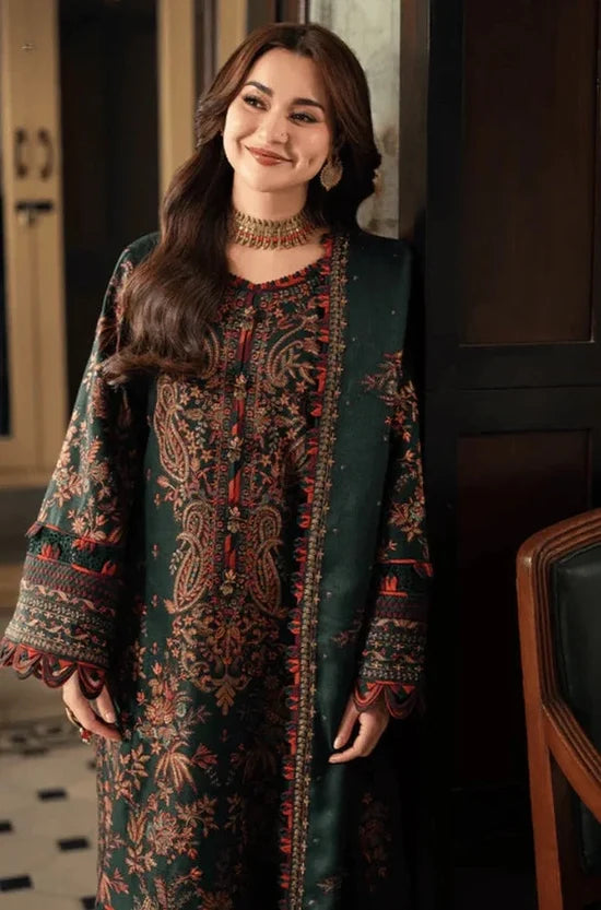 AJ-2915 Unstitched Heavy Embroidered Dhanak Suit With Embroidered Dhanak Shawl