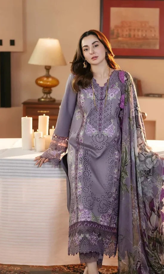 JD-2680 Unstitched Fully Embroidered Dhanak Suit With Printed Shawl