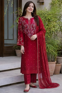 SR-BT2700 Unstitched Fully Embroidered Lawn Suit With Embroidered Bamber Chiffon Dupatta
