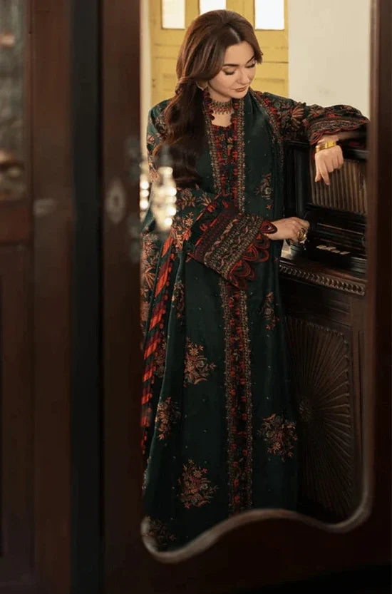 AJ-2915 Unstitched Heavy Embroidered Dhanak Suit With Embroidered Dhanak Shawl