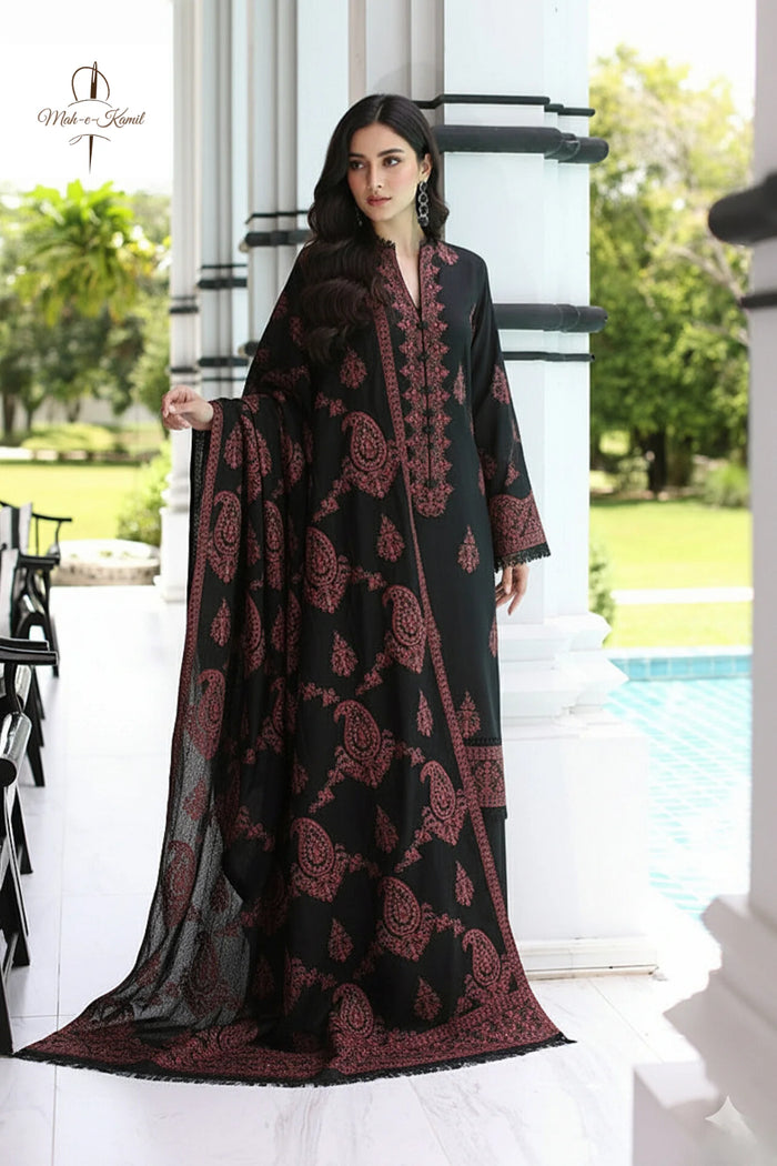 3 Piece - Unstitched Fully Embroidered Dhanak Fabric SP-565