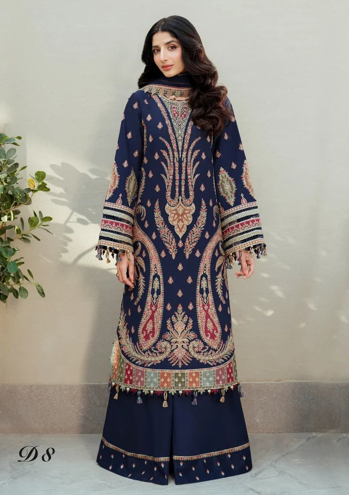 JZ-2990 Unstitched Heavy Embroidered Dhanak Suit With Dhanak Embroidered Shawl
