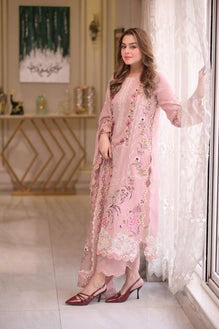 SR-AS2735 Lawn Unstitched Embroidered 3pc Suit With Lawn Embroidered Dupatta