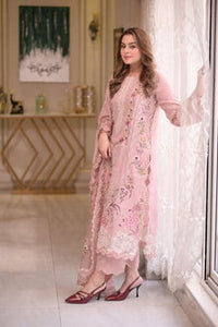SR-AS2735 Lawn Unstitched Embroidered 3pc Suit With Lawn Embroidered Dupatta
