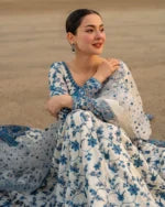 Faiza Saqlain- Lawn Embroidered Shirt With Embroidered Organza Dupatta