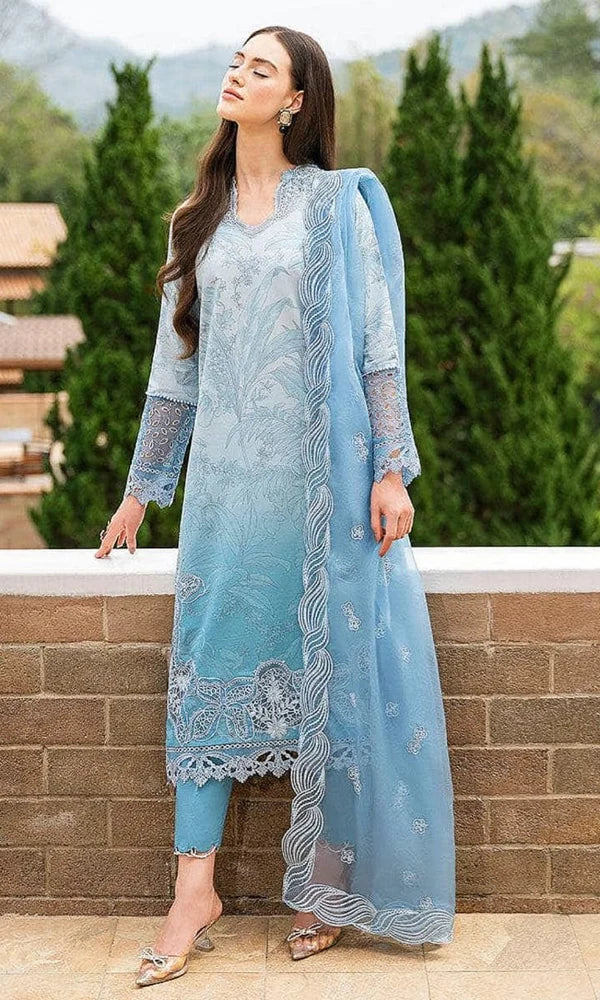 SR-MB510 Lawn Unstitched Embroidered 3pc Suit With Embroidered Organza Dupatta