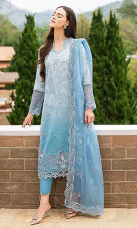 SR-MB510 Lawn Unstitched Embroidered 3pc Suit With Embroidered Organza Dupatta
