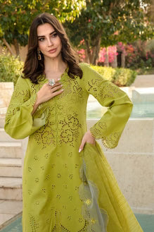 SR-RR2780 Lawn Unstitched Chikenkari 3pc Suit With Cotton Net Embroidered Dupatta