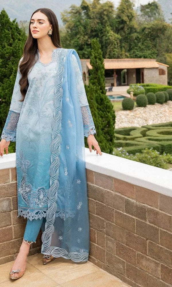 SR-MB510 Lawn Unstitched Embroidered 3pc Suit With Embroidered Organza Dupatta