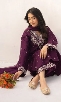 SR-PZ97333 Unstitched Embroidered Lawn Suit 3pc With Bamber Chiffon Embroidered Dupatta