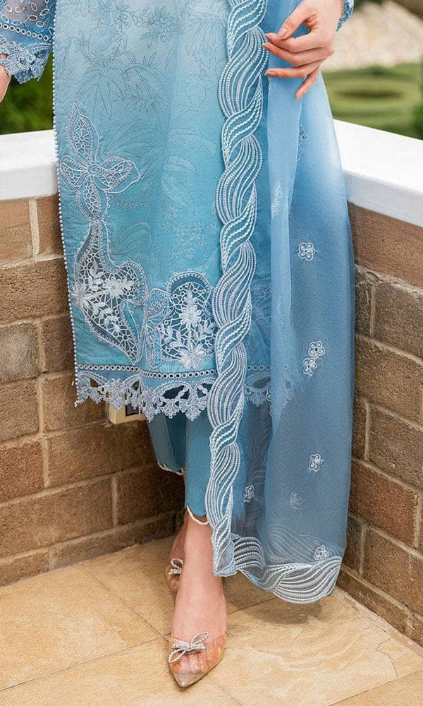 SR-MB510 Lawn Unstitched Embroidered 3pc Suit With Embroidered Organza Dupatta