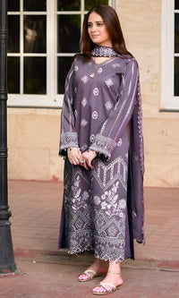SR-NS915 Unstitched Fully Embroidered Lawn Suit With Bamber Embroidered Dupatta