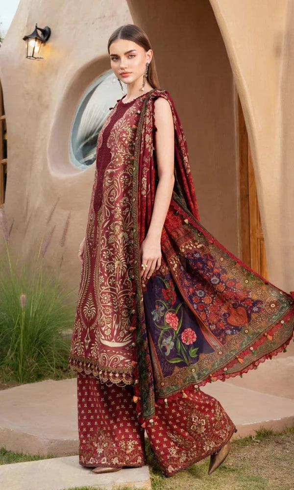 SR-MB478 Unstitched Digital Printed Lawn Suit 3pc With Voil Lawn Digital Printed Dupatta & Embroidered Patches
